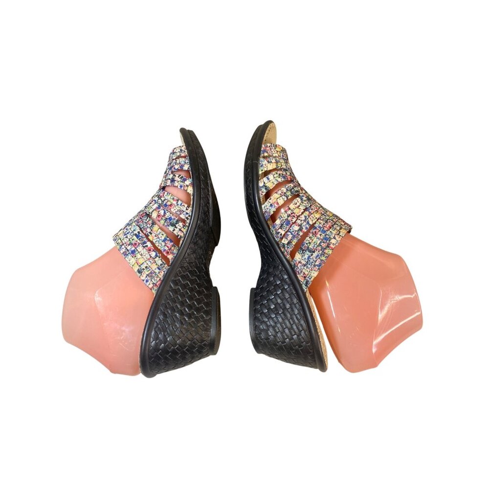 Bernie Mev Multi-Color Woven Elastic Wedge Sandal Shoes Women's EU 39 W's 8 - Picture 12 of 15